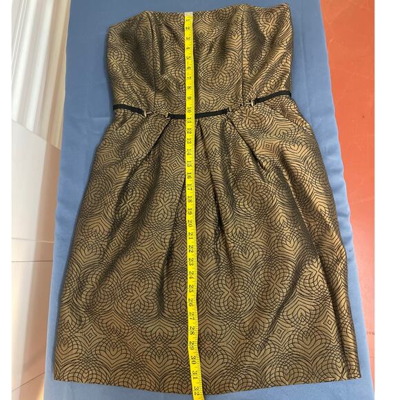 Antonio Melani Open Shoulder Jacquard Dress Color Metallic Golden Brown Size 12 - Picture 6 of 10